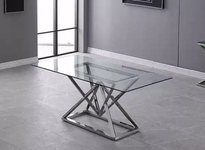 Glass Table Column Tables Silver Tables Glass Tables Table Luxury Furniture 180x90
